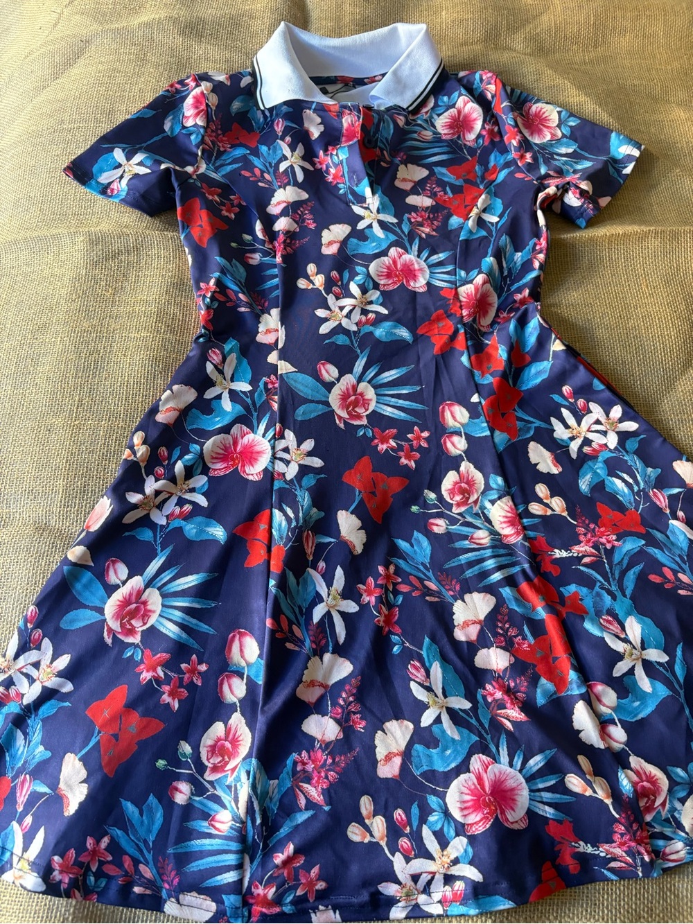 Girls' Navy Floral Fit-and-Flare Dress - Floral Print